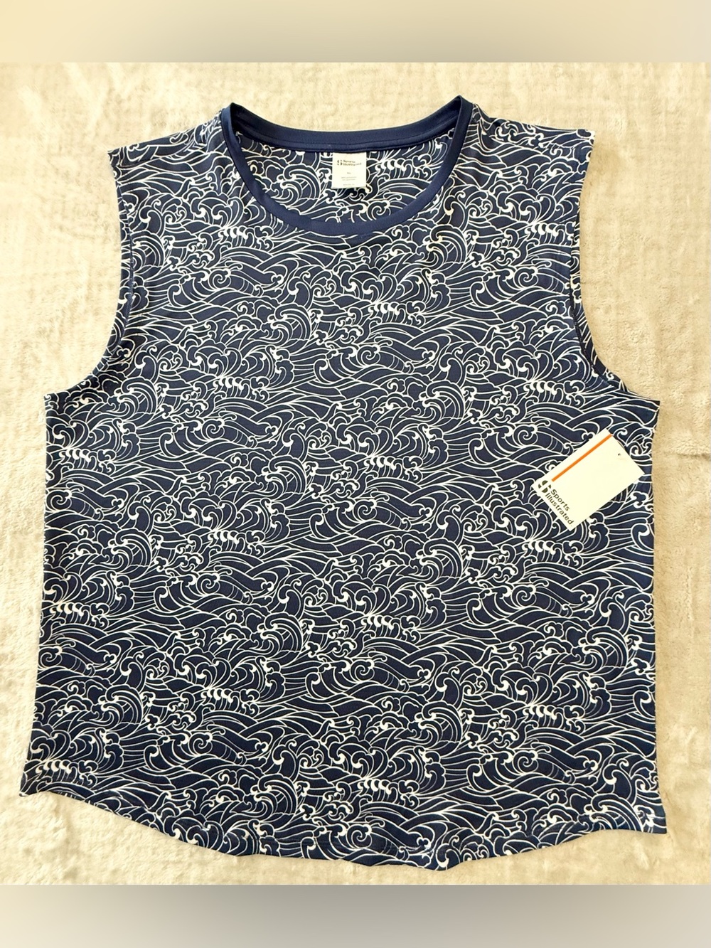 NWT Sports Illustrated Men's Active Sleeveless Tank Top Blue Wave Print Size XL